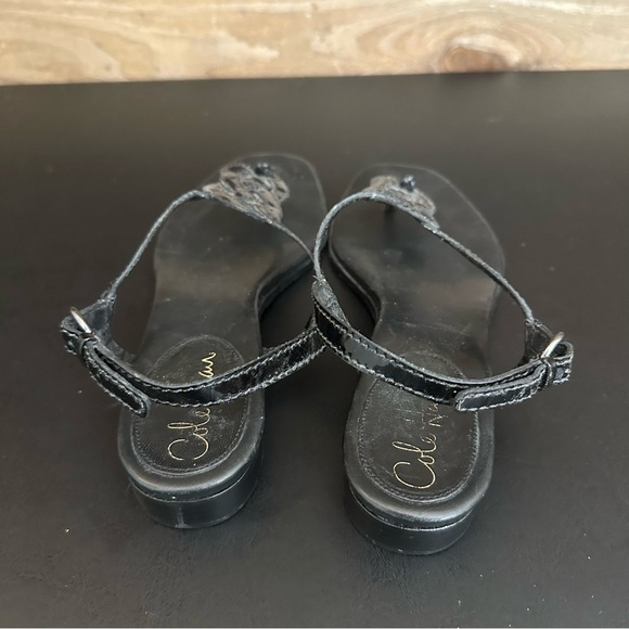 Cole Haan Black Patent Leather Infinity Knot Slingback Sandals Women’s 8.5 - Picture 3 of 7